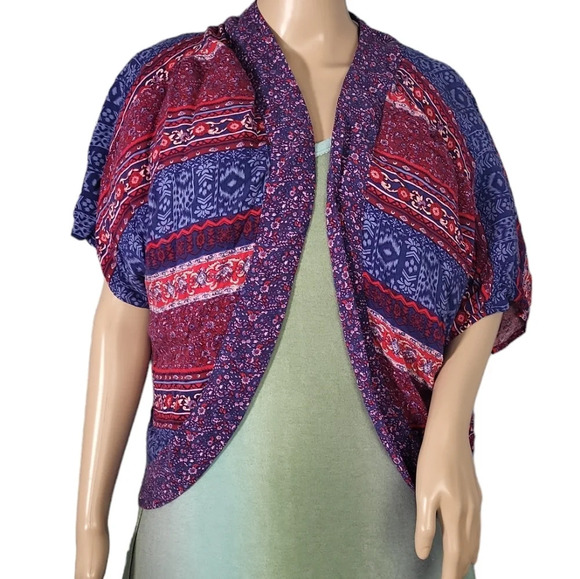 Forever 21 Multicolor Red Blue Kimono Cardigan - Picture 2 of 4